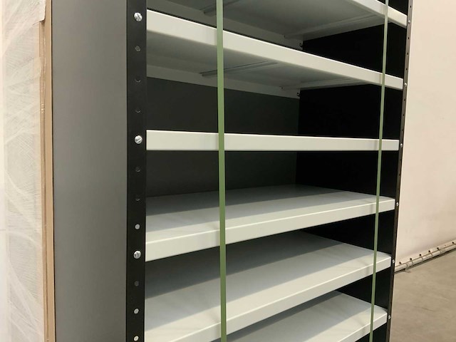 Povag open legbordkast - 10 legborden zwart/licht grijs - afbeelding 4 van  5