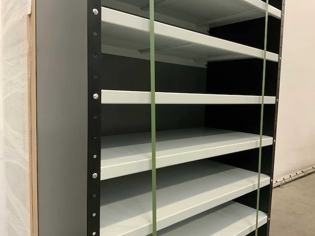 Povag open legbordkast - 10 legborden zwart/licht grijs - afbeelding 4 van  6