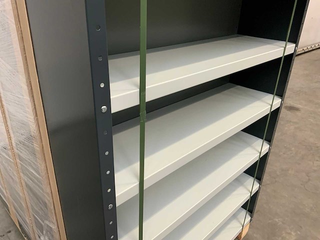 Povag open legbordkast - 9 legborden antraciet /licht grijs - afbeelding 2 van  3