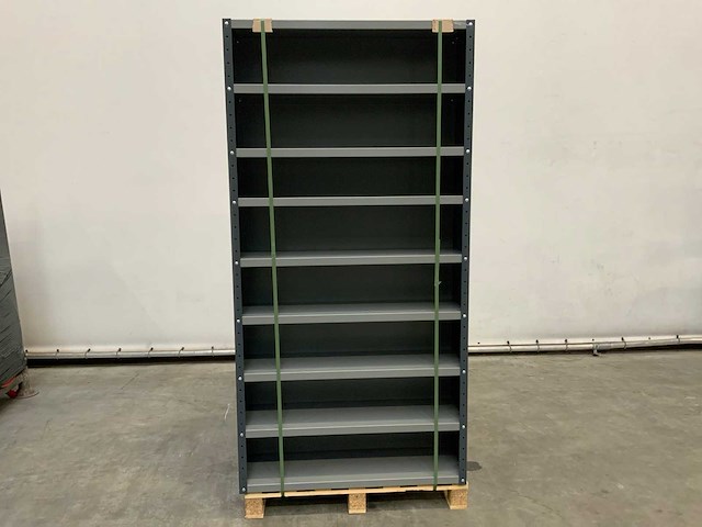 Povag open legbordkast - 9 legborden zwart/donker grijs - afbeelding 1 van  2