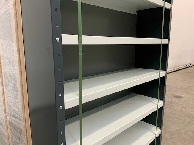 Povag open legbordkast - 9 legborden zwart/licht grijs - afbeelding 4 van  4