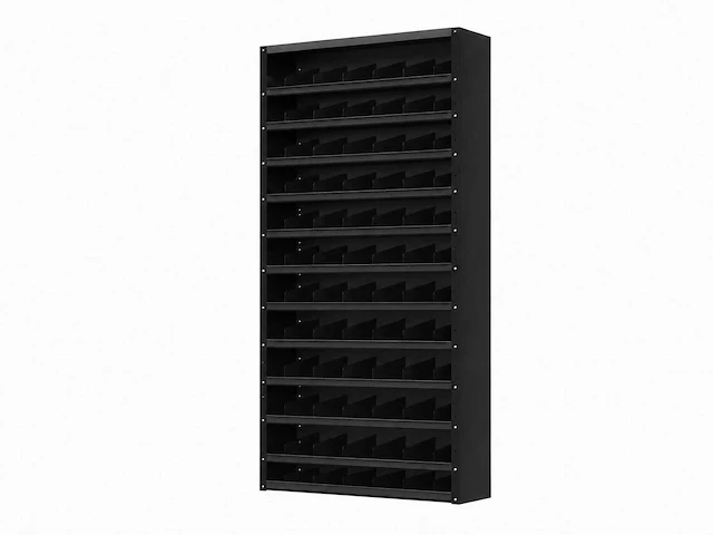 Povag vakkenkast 13 legborden 72 schotten 100x30x198cm zwart/antraciet - afbeelding 1 van  3