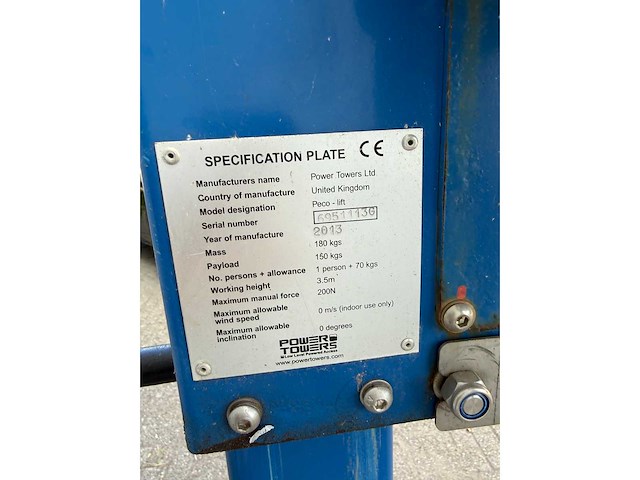 Power tower ltd - 2013 - peco-lift - mast-hoogwerker - afbeelding 10 van  13