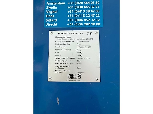 Power towers ltd - 2015 - ecolift - masthoogwerker - afbeelding 8 van  13