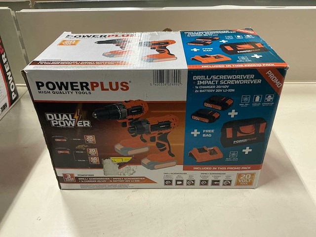 Powerplus dual power accuboormachine en slagschroevendraaier set - afbeelding 1 van  2