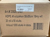 Powersterko 50x55cm 10my rol á 50 stuks hdpe afvalzakken (220x) - afbeelding 2 van  2