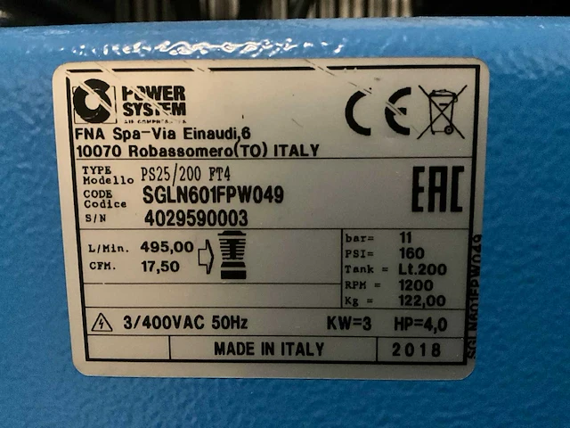 Powersystem - ps25/200 ft4 - luchtcompressor - afbeelding 2 van  10