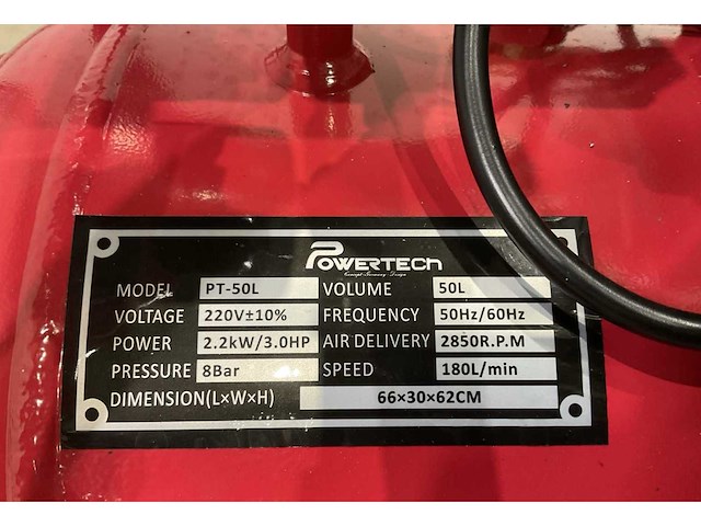 Powertech - compressor 50 liter - afbeelding 2 van  6
