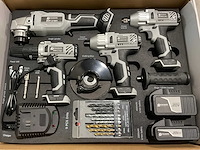 Powertool set - haakse slijper - schroefmachine - boormachine - slagmoersleutel - 2 accu’s - afbeelding 1 van  1