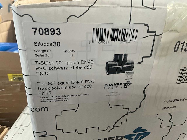 Praher plastics t-stuk 90 pvc-u 50mm lijmmof (180x) - afbeelding 5 van  5