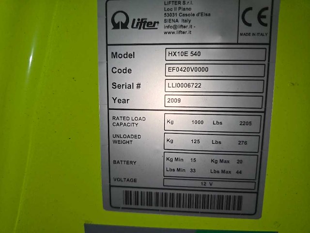 Pramac - 2009 - hx10 e 540 - elektrische palletwagen - afbeelding 6 van  6