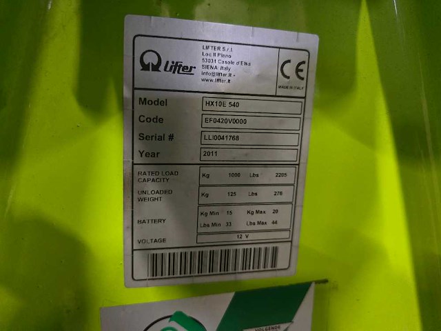 Pramac - 2011 - hx10 e 540 - elektrische palletwagen - afbeelding 5 van  5