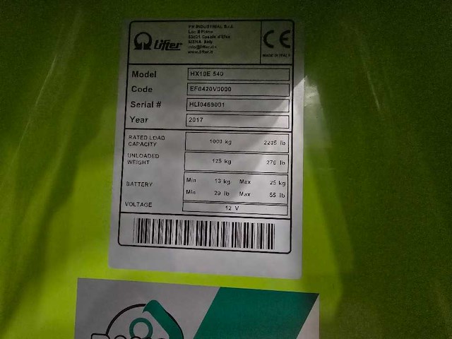 Pramac - 2017 - hx10 e - elektrische palletwagen - afbeelding 5 van  8