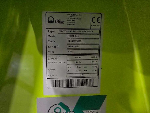 Pramac - 2019 - hx10 e - elektrische palletwagen - afbeelding 5 van  7