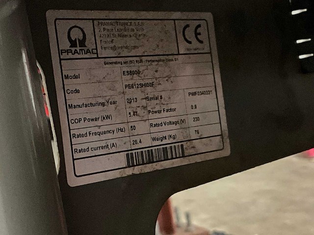 Pramac es8000 stroomgenerator - afbeelding 4 van  4