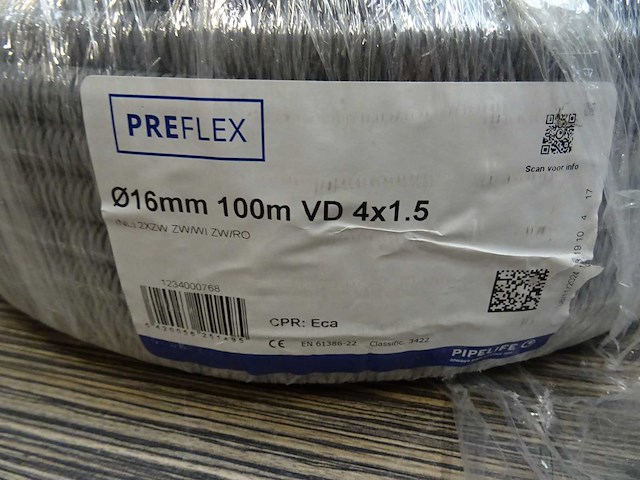 Preflex - vd 4x1,5 - voorbedrade flexbuis 100m - afbeelding 2 van  2