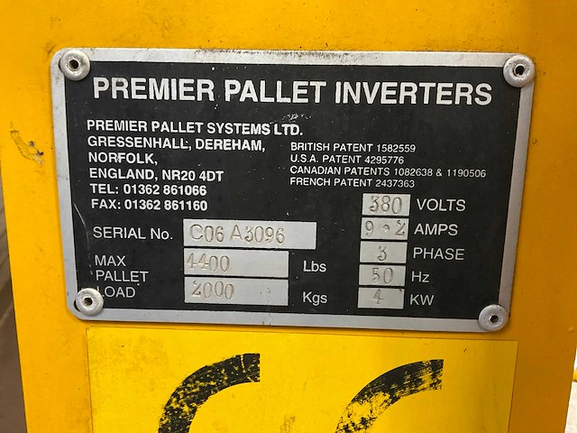 Premier pallet inverter palletkantelaar - afbeelding 5 van  5