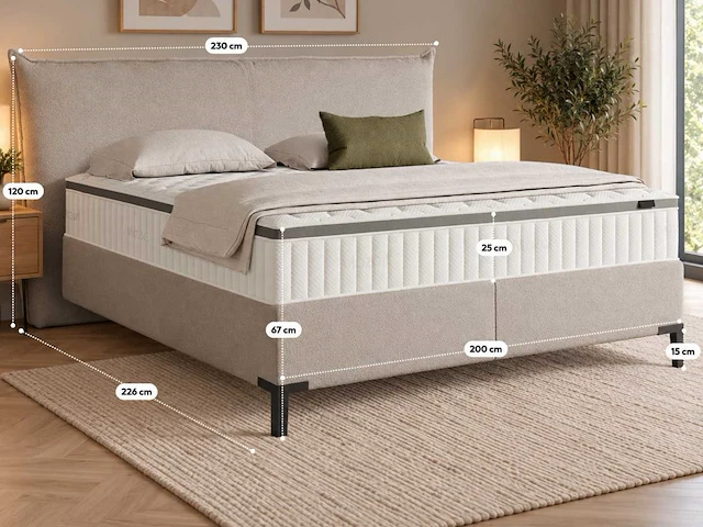 Premium duitse boxspring 200 x 200 cm - afbeelding 2 van  8