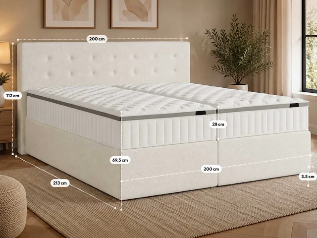Premium duitse boxspring 200 x 200 cm - afbeelding 2 van  8