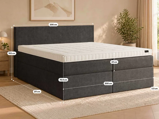 Premium duitse boxspring 200 x 200 cm - afbeelding 2 van  9