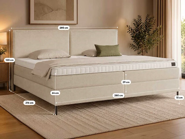 Premium duitse boxspring 280 x 200 cm - afbeelding 2 van  9