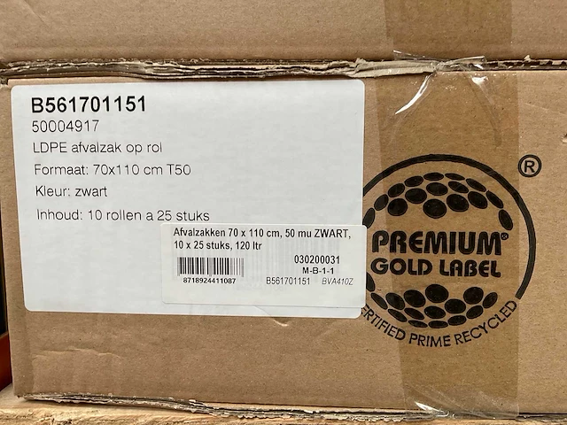 Premium gold label 70x110cm t50 rol á 25 stuks ldpe afvalzakken (20x) - afbeelding 2 van  2