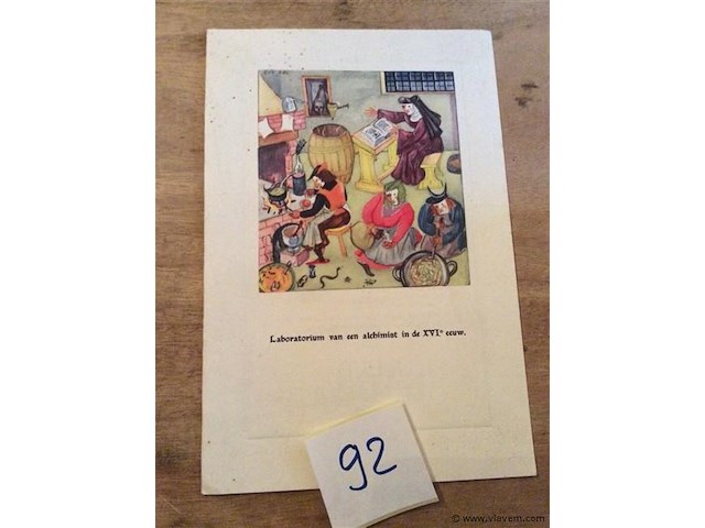 Prent labo 16e eeuw / reclame penicilline - afbeelding 1 van  3