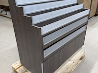Presentatiemeubel met 2 lades aan voorzijde, houtdecor brown - afbeelding 2 van  8