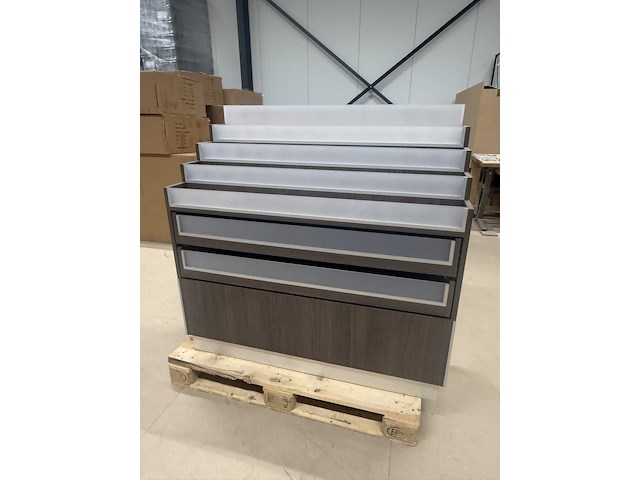 Presentatiemeubel met 2 lades aan voorzijde, houtdecor brown - afbeelding 4 van  8