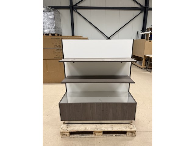 Presentatiemeubel met achterlade, houtdecor brown - afbeelding 3 van  8