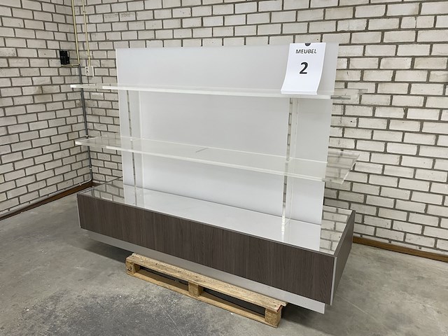 Presentatiemeubel vrijstaand, houtdecor brown - afbeelding 3 van  5