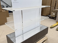 Presentatiemeubel vrijstaand met 2 lades, houtdecor brown - afbeelding 1 van  6