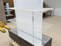 Presentatiemeubel vrijstaand met 2 lades, houtdecor brown - afbeelding 3 van  6
