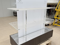 Presentatiemeubel vrijstaand met 2 lades, houtdecor brown - afbeelding 4 van  6
