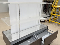 Presentatiemeubel vrijstaand met 2 lades, houtdecor brown - afbeelding 5 van  6