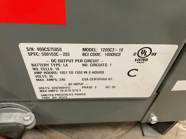 Prestolite power ac1200c3 acculader - afbeelding 5 van  6