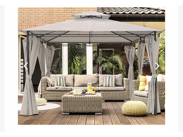 Prieel vernazza + ledverlichting + schaduwdoeken grijs 300x400x265cm - afbeelding 5 van  11