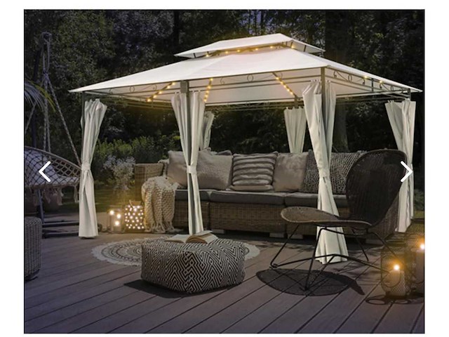 Prieel vernazza + ledverlichting + schaduwdoeken grijs 300x400x265cm - afbeelding 1 van  11