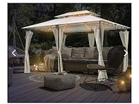 Prieel vernazza + ledverlichting + schaduwdoeken grijs 300x400x265cm - afbeelding 1 van  11
