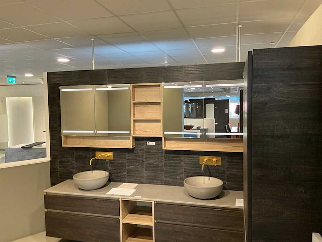 Primabad halifax oak led spiegelkast (2x) - afbeelding 1 van  6