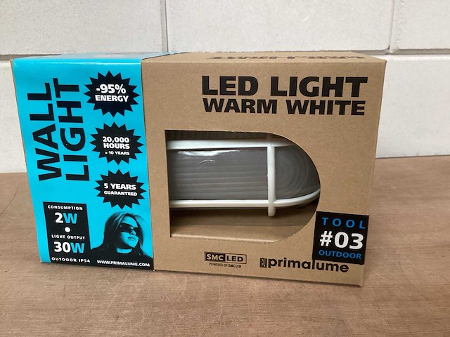 Primalume led wandlamp bully buiten, wit (48x) - afbeelding 1 van  4