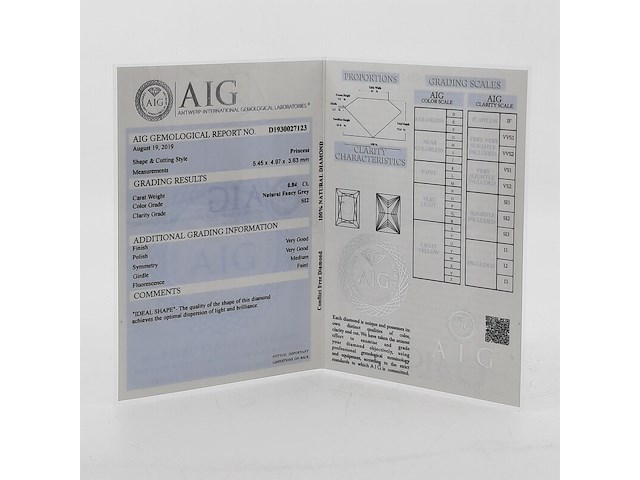 Princess geslepen diamant 0,84 karaats (si2) - afbeelding 5 van  8