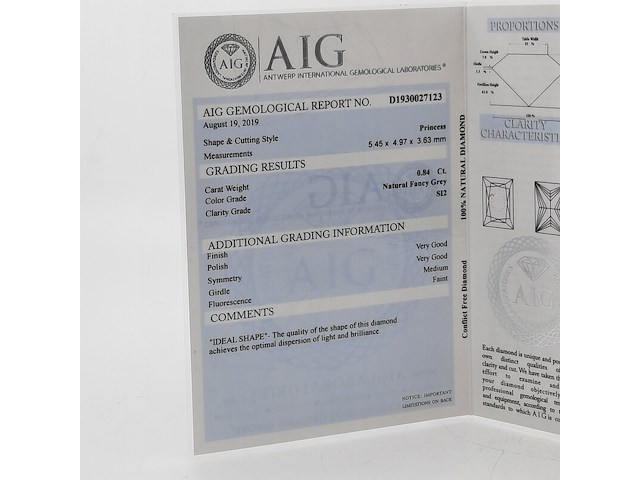 Princess geslepen diamant 0,84 karaats (si2) - afbeelding 6 van  8