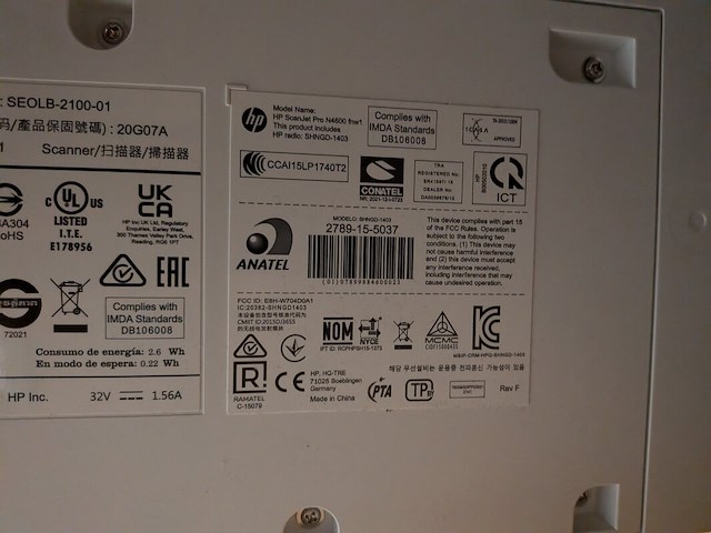 Printer/scanner hp, scanjet pro n4600 fnw 1 - afbeelding 8 van  9