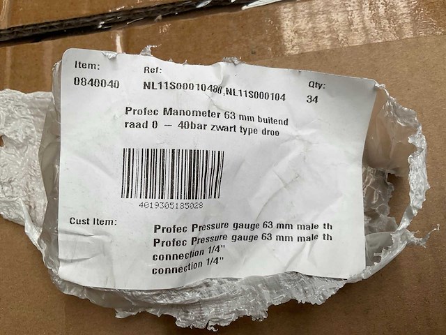 Profec manometer 63 mm 40 bar (32x) - afbeelding 3 van  3
