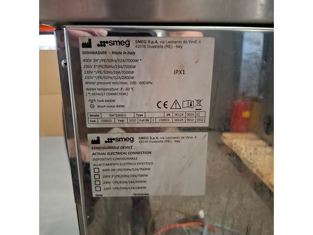 Professional vaatwasser, smeg, swt260 - afbeelding 7 van  8