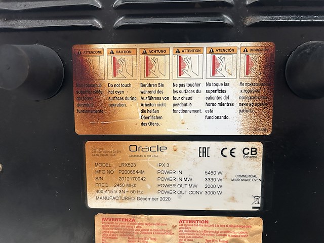 Professionele compacte hogesnelheidsoven, lainox oracle, lrx523, 2020 - afbeelding 7 van  8