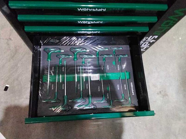 Professionele gereedschapskar, 7 lades gevuld wohrstahl, groen/zwart - afbeelding 2 van  11