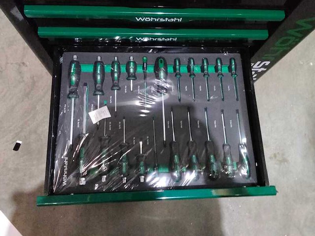 Professionele gereedschapskar, 7 lades gevuld wohrstahl, groen/zwart - afbeelding 11 van  11