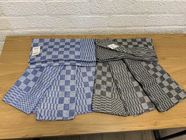 Professionele horeca theedoek blauw/zwart (720x) - afbeelding 1 van  5